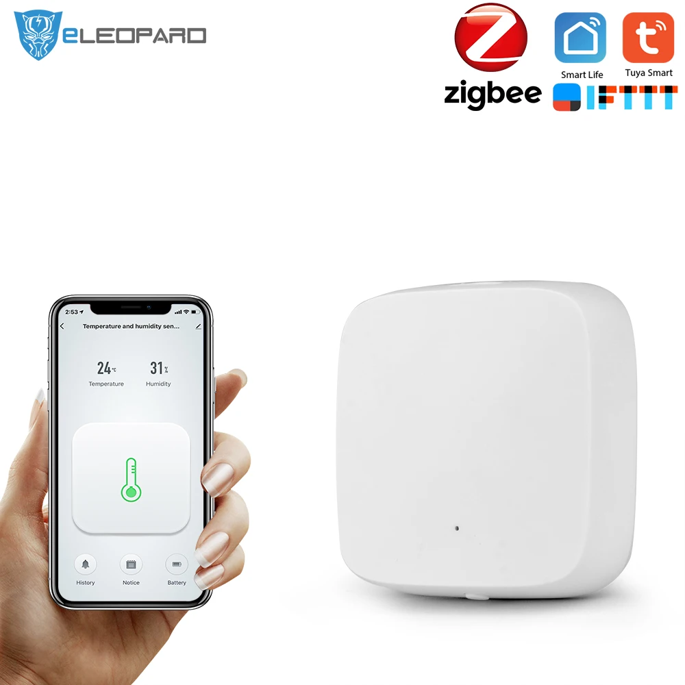 ELEOPARD Tuya Zigbee Temperature Humidity Sensor High Accuracy T&ampH Work with Gateway Hub | Безопасность и защита