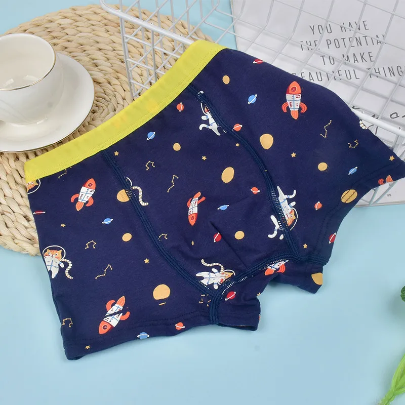 Calzoncillos b&oacute;xer de algod&oacute;n para ni&ntilde;os, ropa interior de dibujos animados del universo, color azul oscuro, 2 a 13 a&ntilde;os, 5 uds.-4