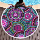 Летнее круглое пляжное полотенце с геометрическим рисунком Мандала круглое банное полотенце для душа с Кулиской Сумка для хранения коврик для йоги одеяло toalla playa