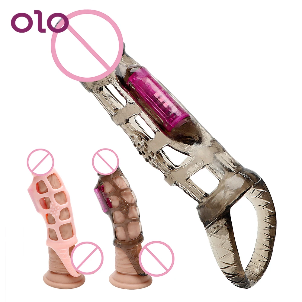 Вибратор OLO с рукавом для пениса Кольца многоразовые насадки на пенис удлинитель