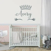 unicorn nursery wall decal girls name sticker princess crown decals for girl bedroom kids room unicorn eyelashes decal a1 055