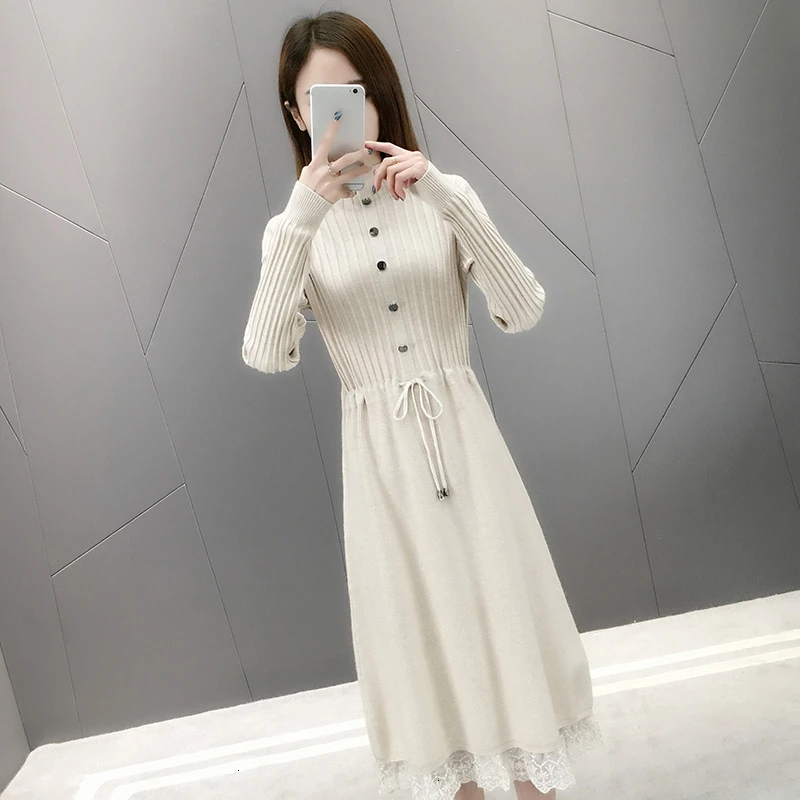 Облегающее платье водолазка размера плюс с длинным рукавом вязаное зимнее Макси