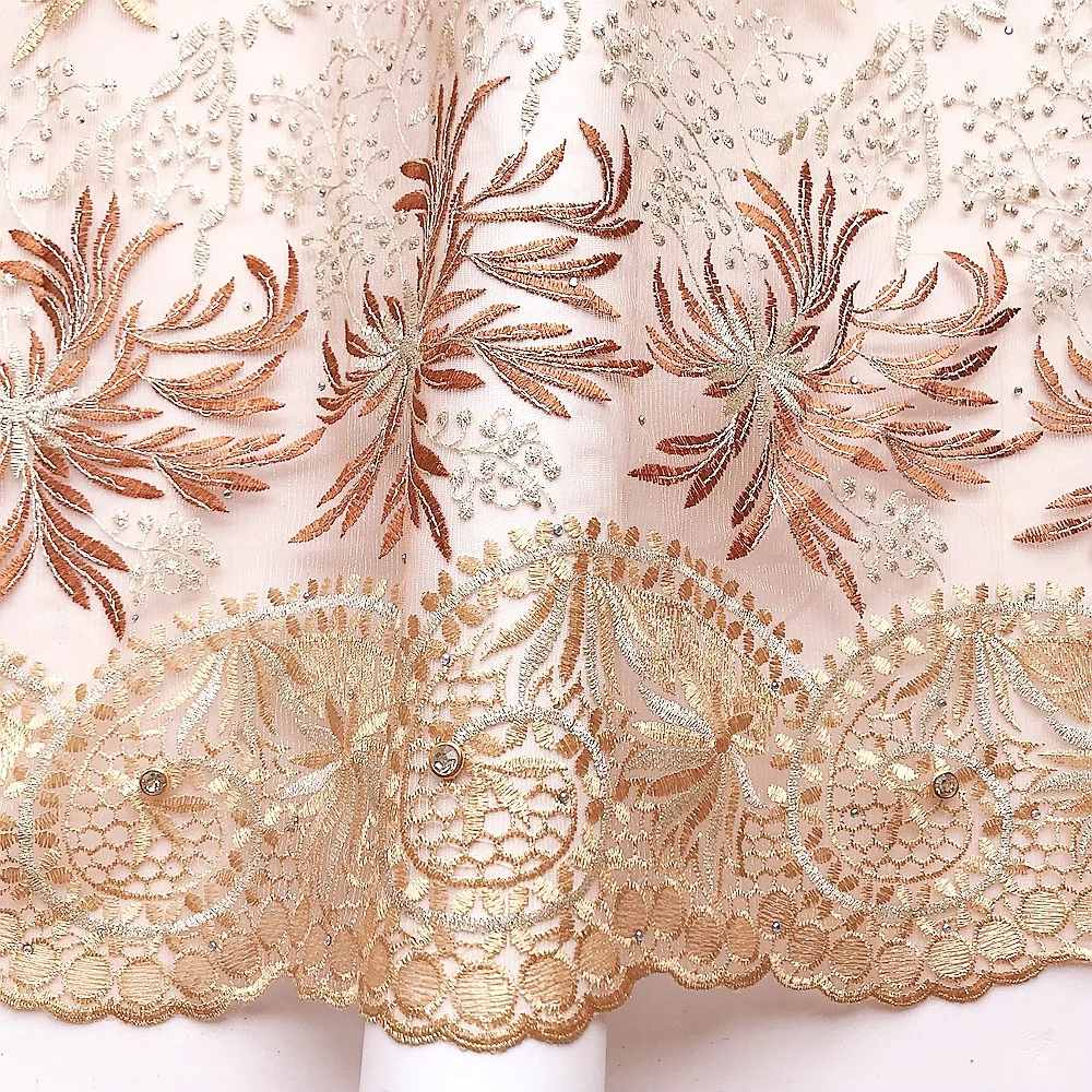 

Luxury Embroidered Gold Lace Fabric 5 Yards Wedding Africa Lace Fabric High Quality Net Lace White French Tulle Lace Fabric