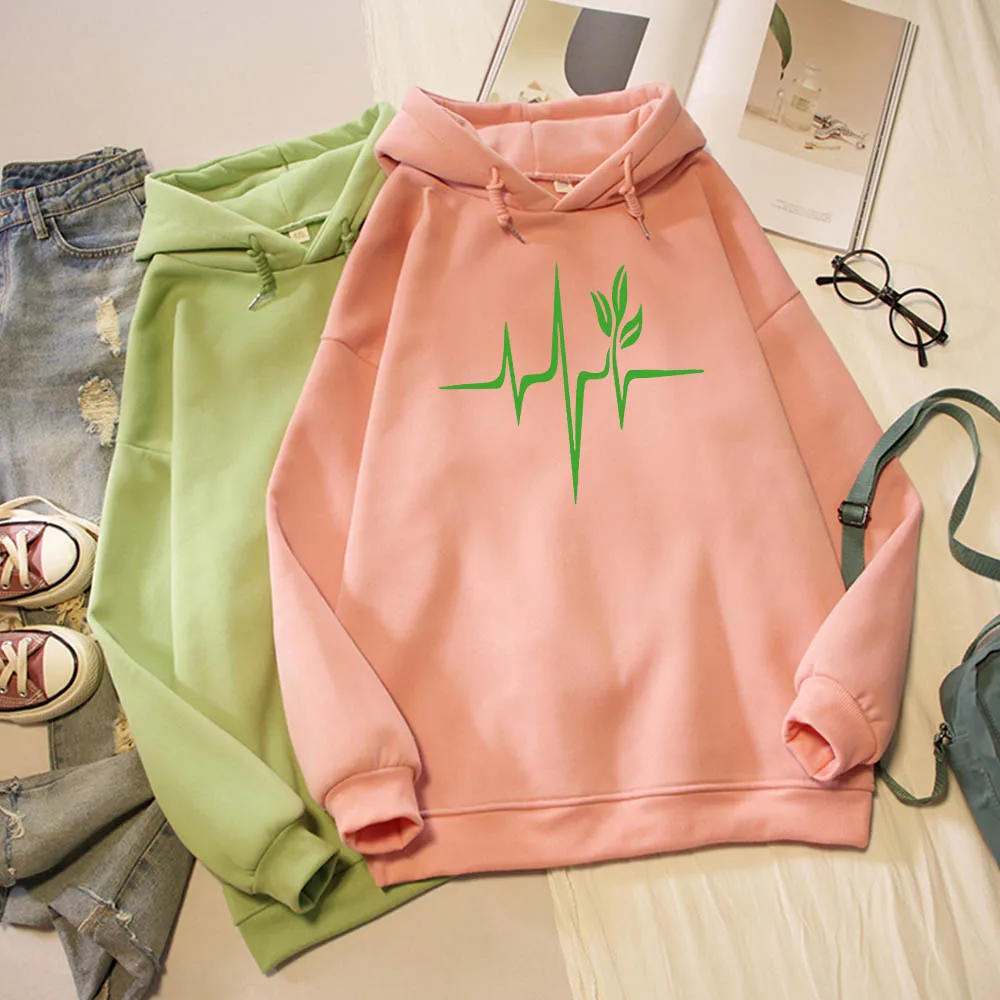 Leaf Cartoon Hip Hop Sweatshirts Women Winter Autumn Long Sleeve Oversized Punk Hoodies Unisex Fleece Sweetshirts Swetry Damskie