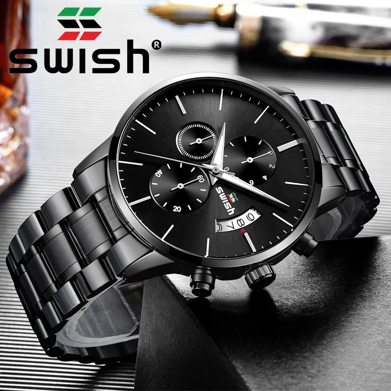 Светящиеся военные часы SWISH 2020 мужские модные водонепроницаемые спортивные