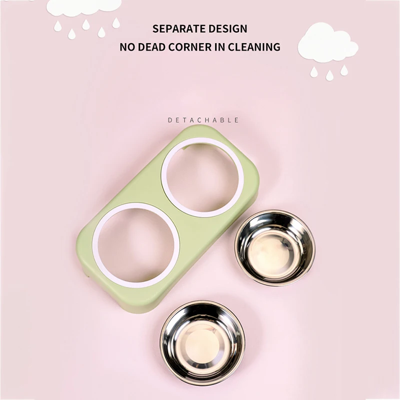 Двойная миска для собаки корм кошек кормушка воды нержавеющая сталь питье