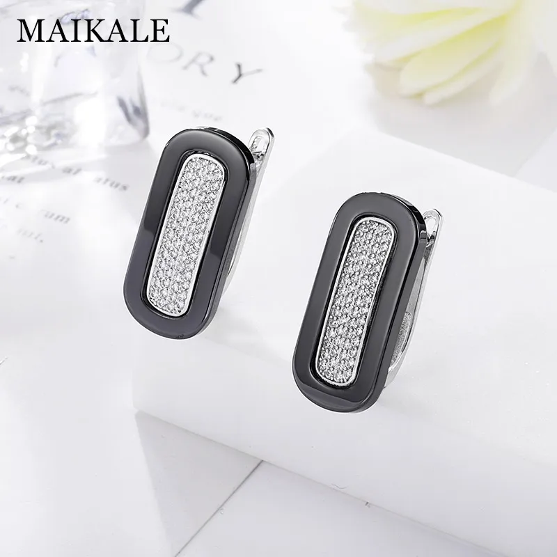 Женские квадратные серьги с фианитом MAIKALE трендовые большие из меди и золота