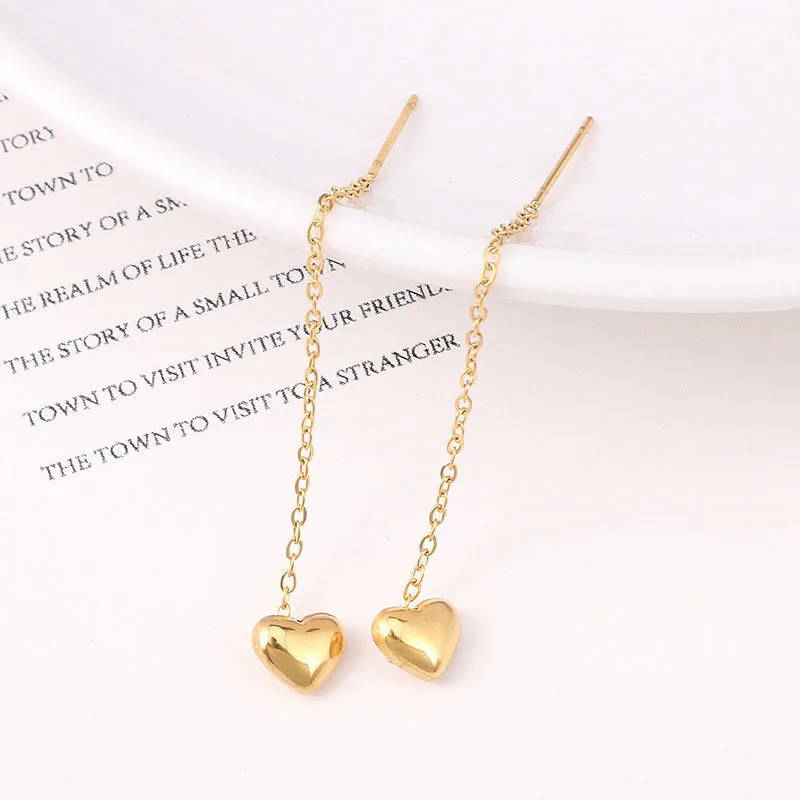 

18K Gold Heart-shaped Drop Stud Earrings Real AU750 Simple Fashion All-match Earrings Gifts for Women Bride Fine Jewelry Gifts