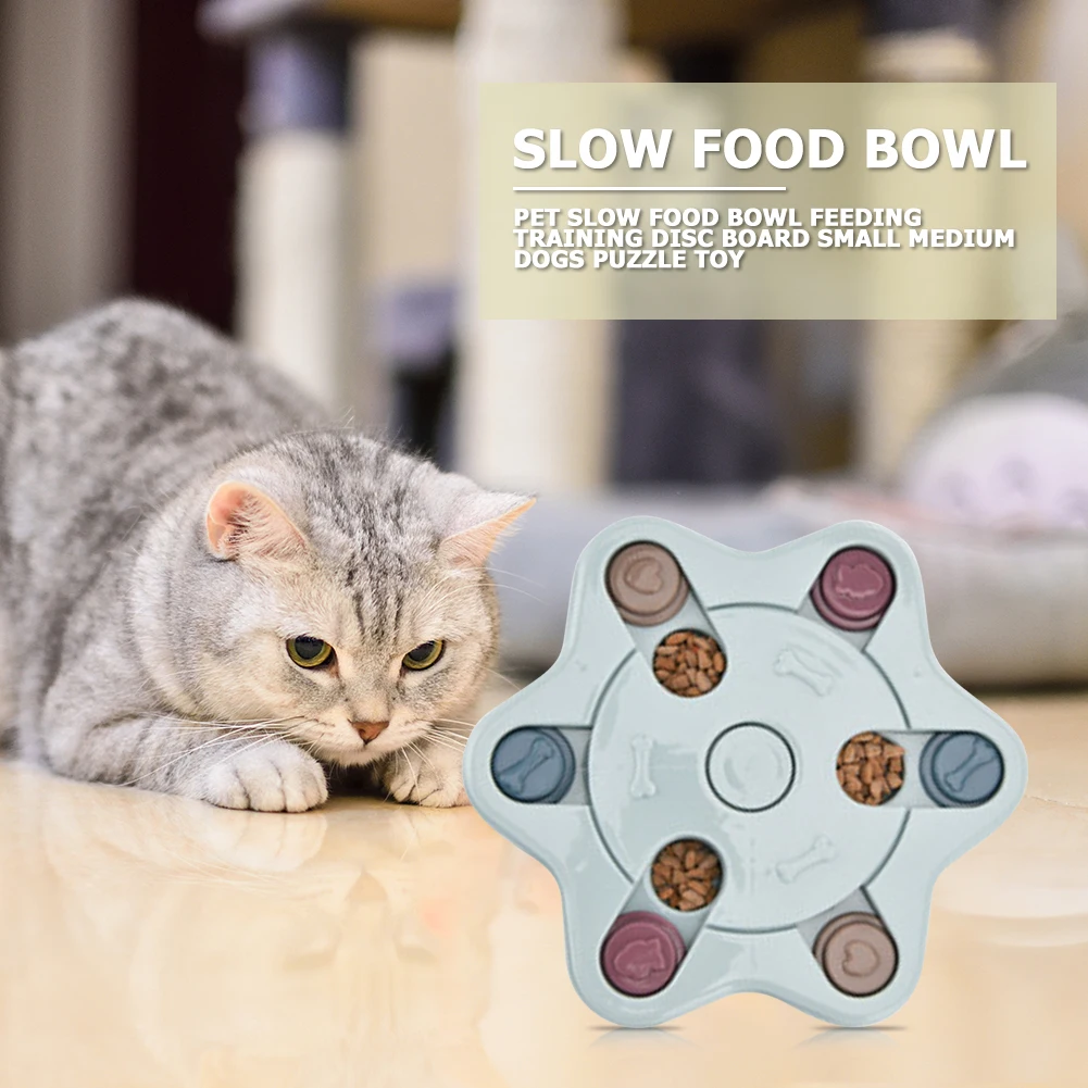 

Creative Slow Food Bowl for Small Medium Dogs Puppy Feeding Dispensing Training Disc Plastic Interactive Puzzle Toys