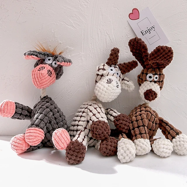 Funny Donkey Shaped Plush Dog Squeaky Toys Corduroy Small Large Dogs Interactive Bite Resistant Toy Pets Accessories Supplies 1