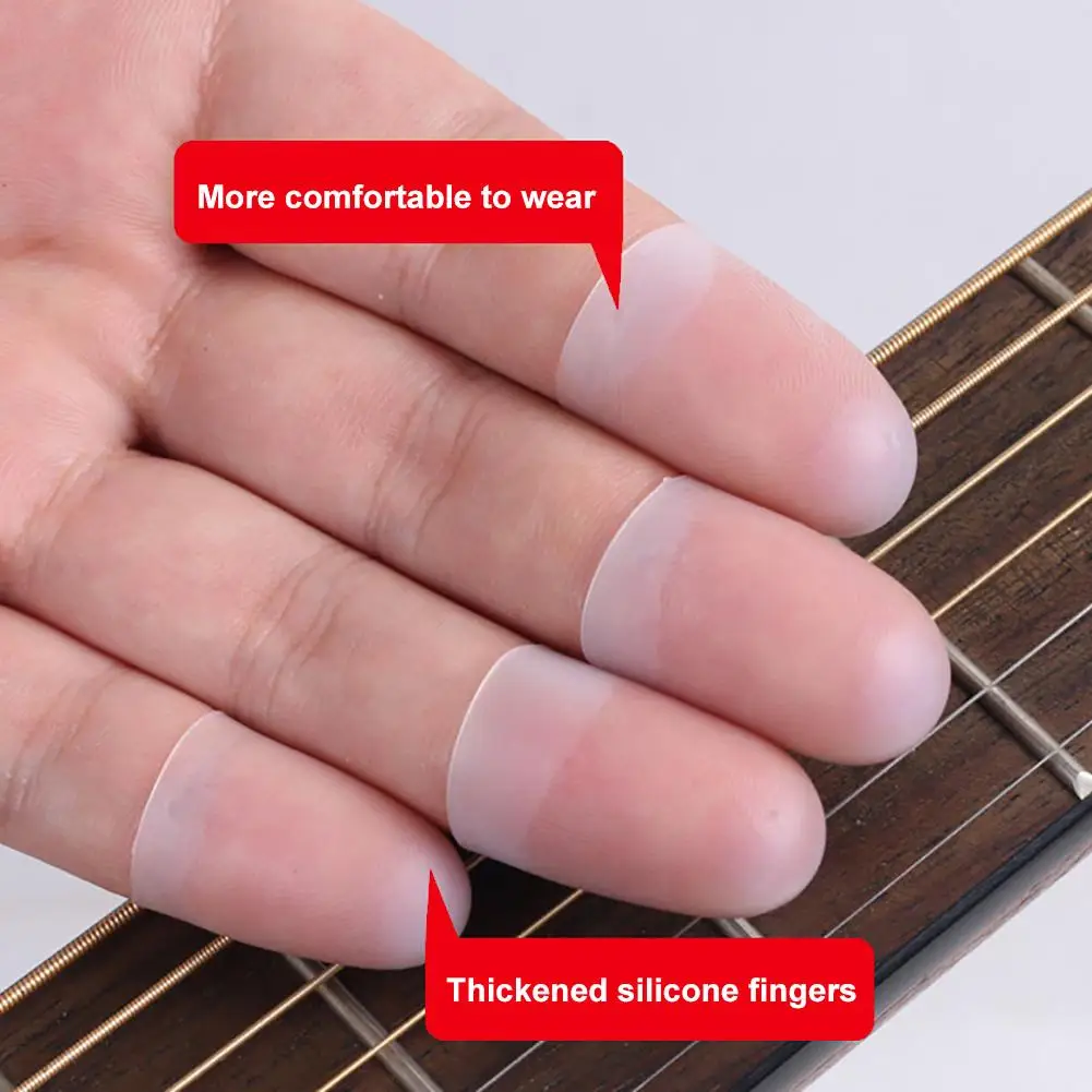 4 stücke ultra dünne gitarre fingertip protektoren silikon finger guards gitarre finger abdeckung für ukulele elektrische gitarre 4 gr