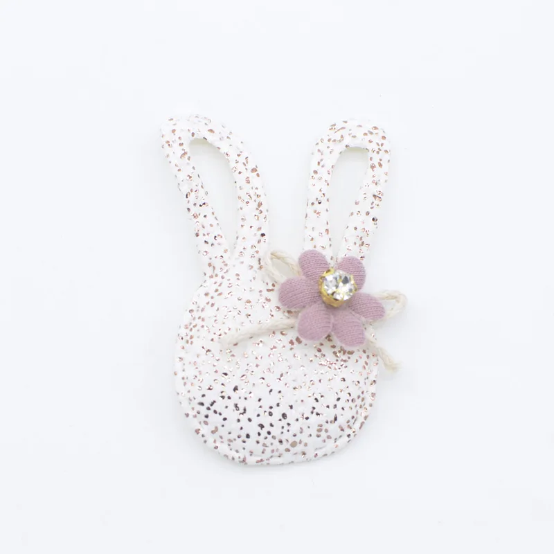 White 10Pcs Kawaii Rabbit with Flower Rhinestone Applique for DIY Clothes Hat Patch Fabric Sewing Crafts Leggings Leg Socks Decor H81 - Цвет: White