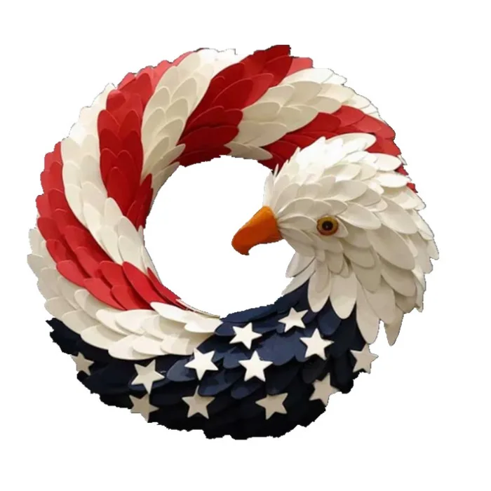 

Венок с американской независимостью 10-15 дюймов, украшение для дверей с американским флагом, патриотический Орлан, фермерский декор, ротанго...