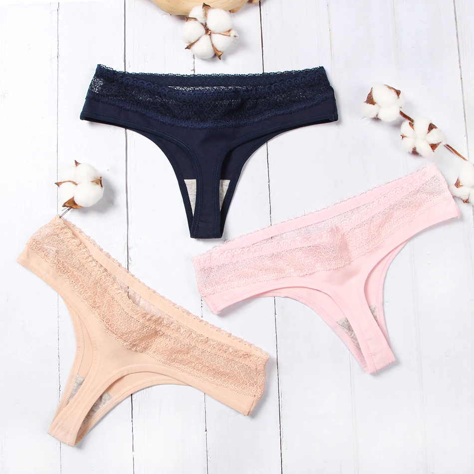 Трусики женские хлопковые бесшовные пикантное нижнее белье стринги однотонные