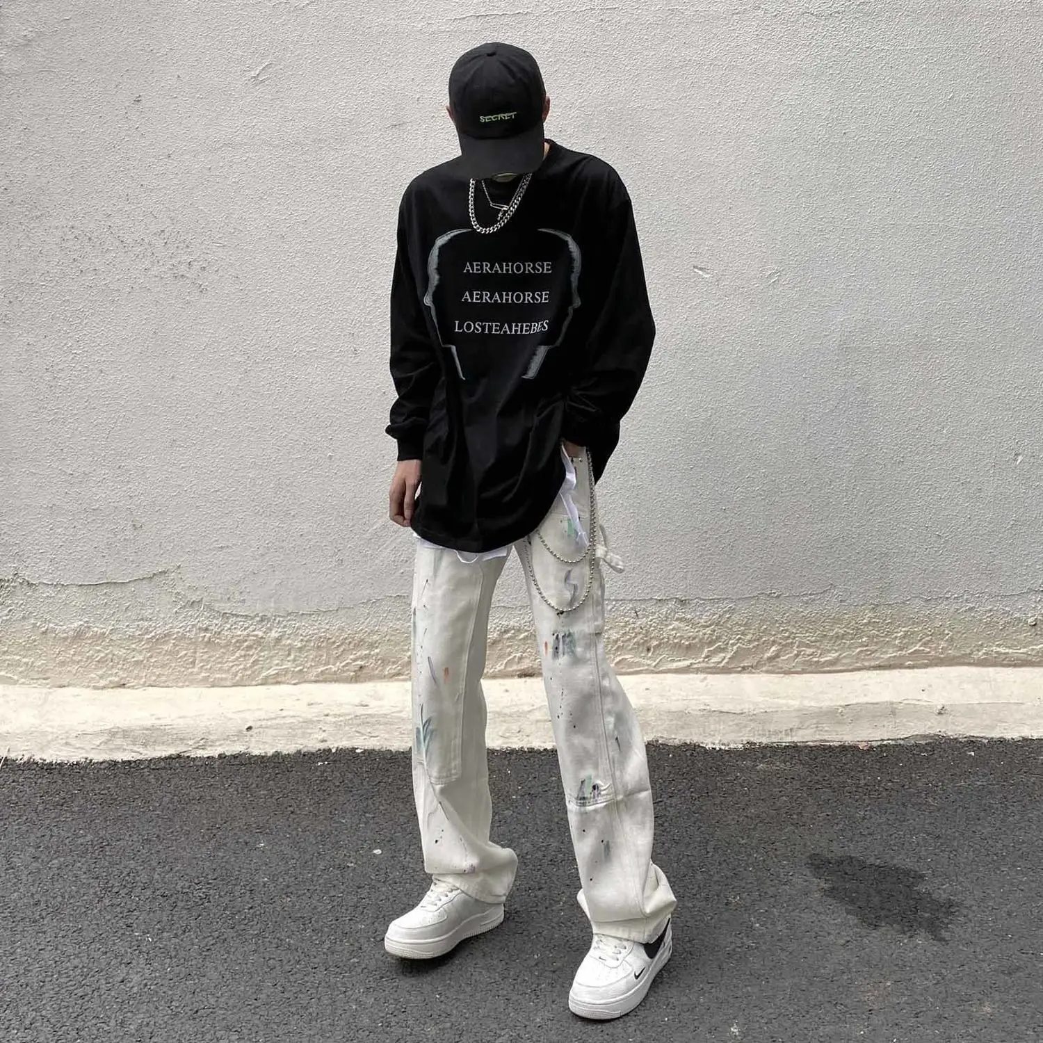 Denim Jeans for Men Splash Graffiti Jeans Vibe Retro Loose Straight Hip Hop High Street Pants Streetwear Men Designer Jeans Men