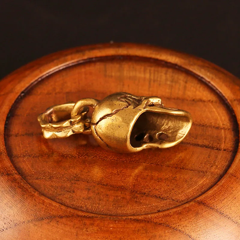 Ручной работы античный латунный череп голова Брелки Подвески Металл золотистый