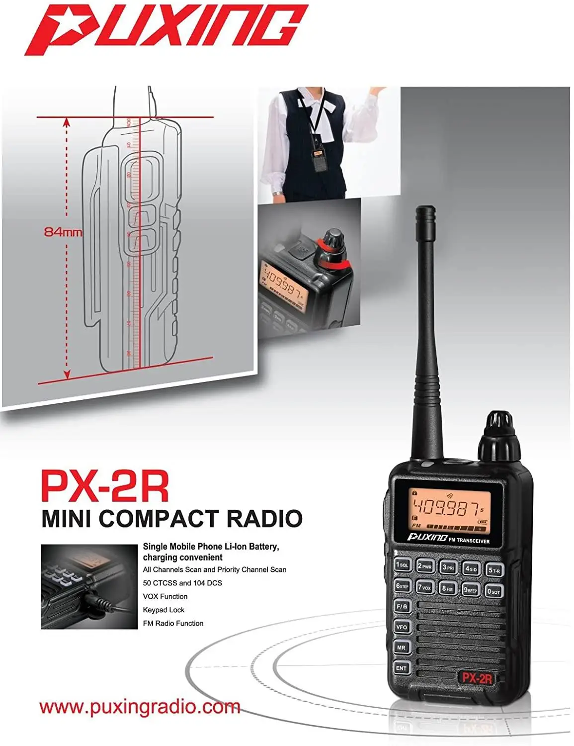 PX2R Plus версия UHF mi ni двухстороннее радио 400 470 МГц FM трансивер PX 2R cb ham радиостанция