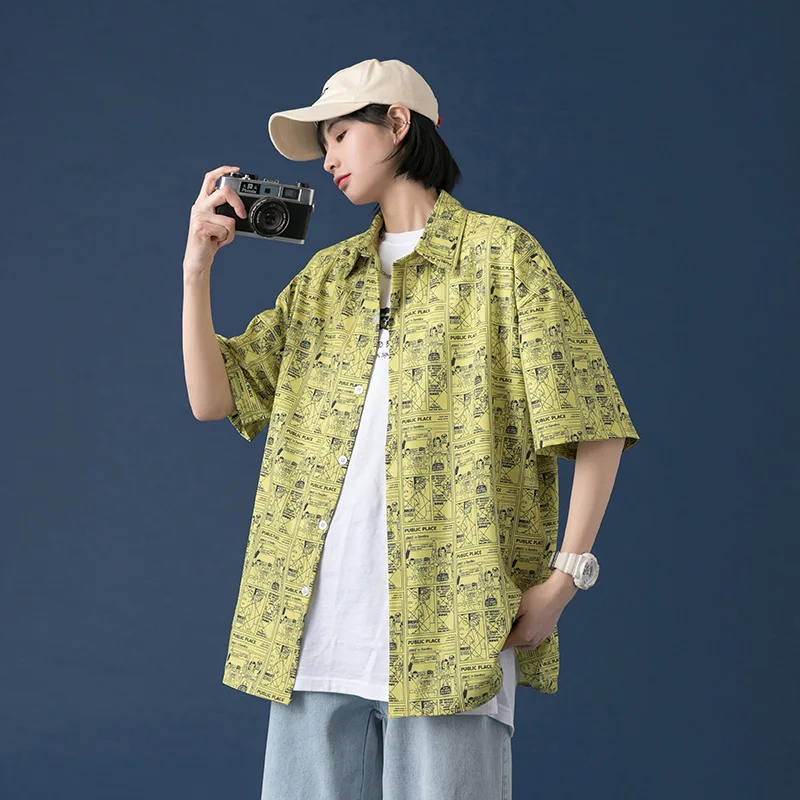 Hip Hop Streetwear Harajuku Hawaiian Shirt Graphics Print Beach Shirt 2021 Men Summer Short Sleeve Fashion Casual Tops Shirt