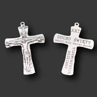 4pcs silver plated large christian jesus cross pendants diy charms religious necklace jewelry crafts metal accessories a2047
