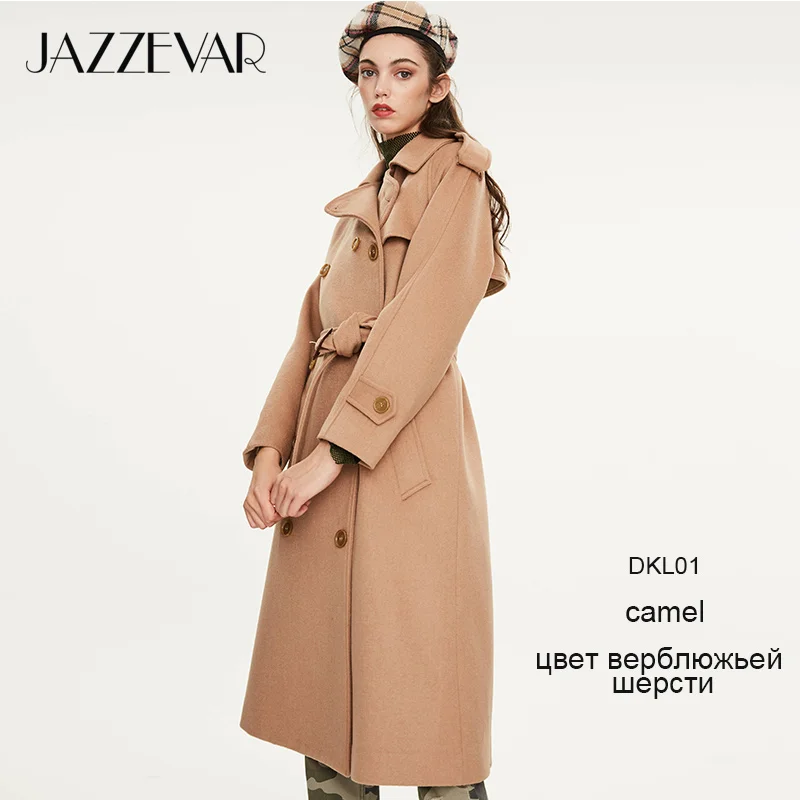camel colorDMN01 JAZZEVAR Новое поступление осенний Женский пальто топ цвета хаки верхняя одежда с поясом длинное женское пальто N9069 - Цвет: camel colorDMN01