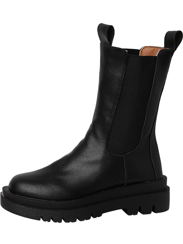 

2021 New Women's Boots Autumn Winter Ins Middle Martin Boots Women Luxury Brand Design Fashion White Shoes Leather Female