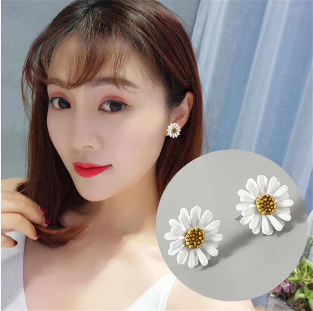 Новое поступление женские классические серьги гвоздики с цветами простые белые