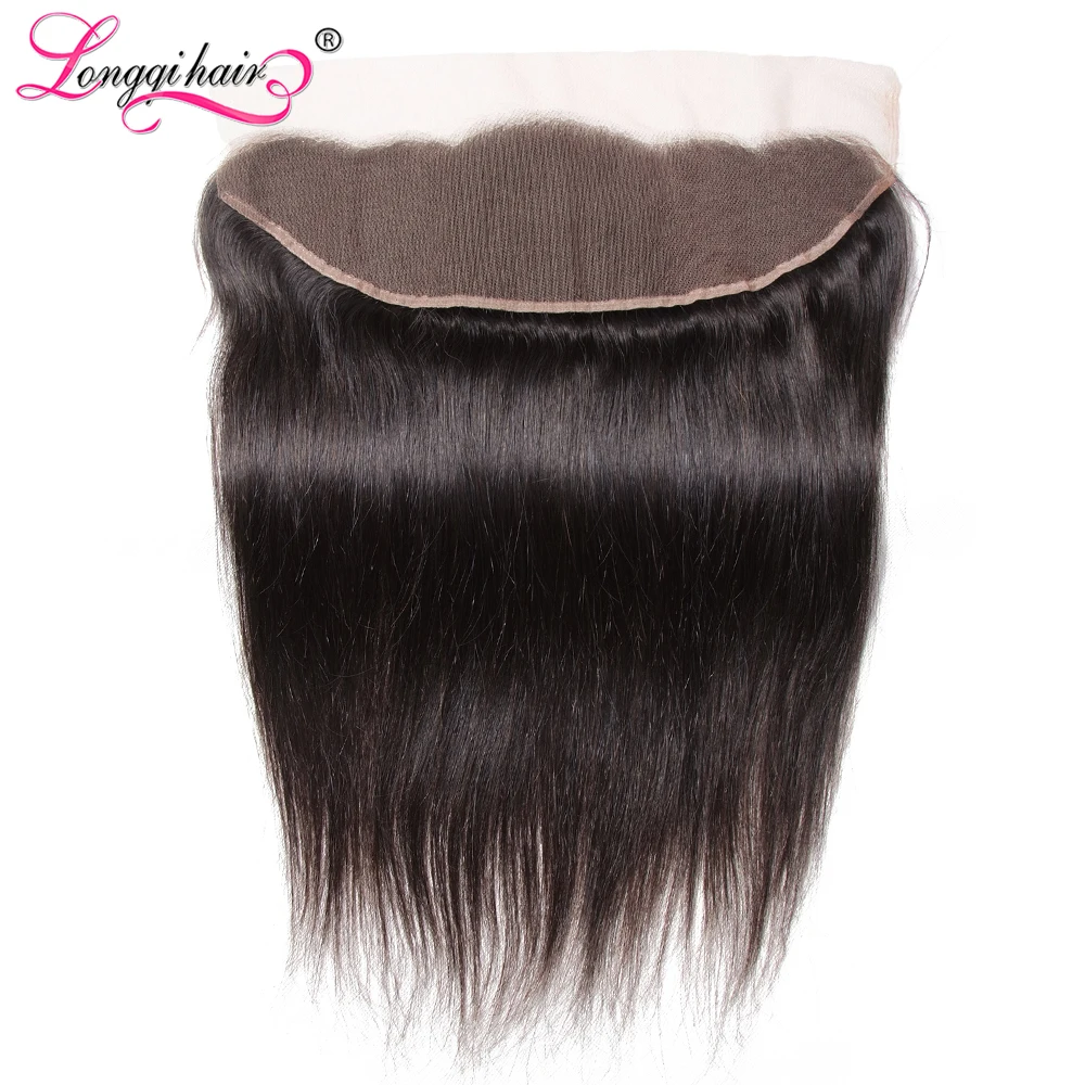 Longqi бразильские Прямые пряди волос с фронтальным Remy человеческие волосы 13x4