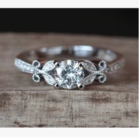vintage rhinestones zircon women ring for women accessories fashion hollow out leaves ring female jewelry girl gift