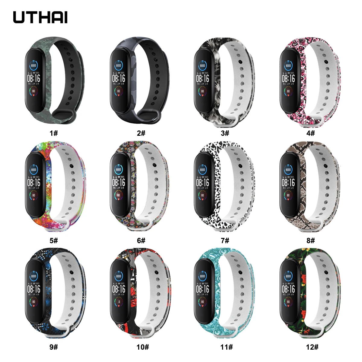 Ремешок для часов Xiaomi Mi Band 6 5 4 3 силиконовый с принтом | Наручные часы