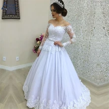 Великолепная кожа Тюль Линия свадебное платье бохо с длинными
