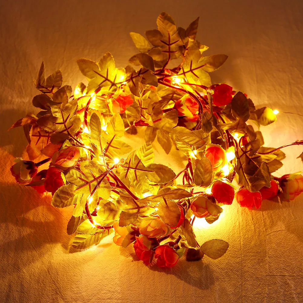 

Artificial Green Leaf Flower String Lamp Battery-powered Green Leaf Garland Room Decoration Small Flower Decoration Lantern