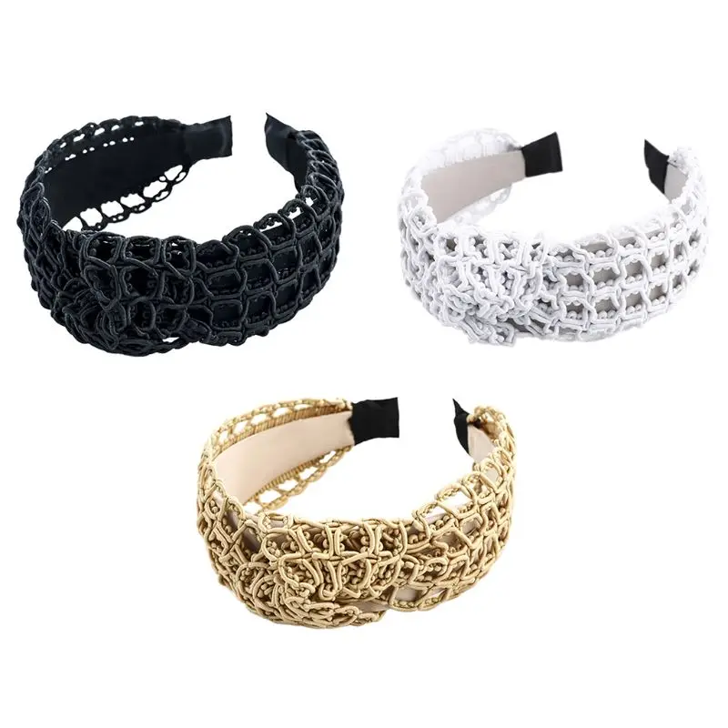 

Bohemian Summer Geometric Hollow Out Hair Hoop Handmade Weaving Knotted Bandana