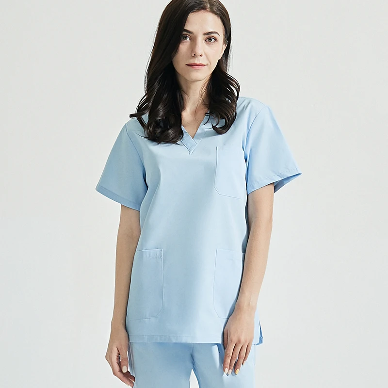 V-neck Short Sleeves Tops with Elastic Waisted Long Scrub Pants Spa Uniforms Unisex Adults Beauty Scrubs Costume Uniform Suits |