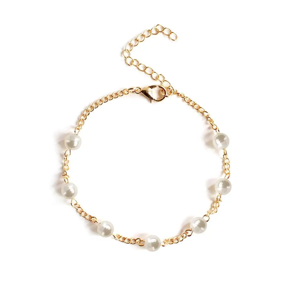 Очаровательные модные браслеты с имитацией жемчуга для женщин Золотая