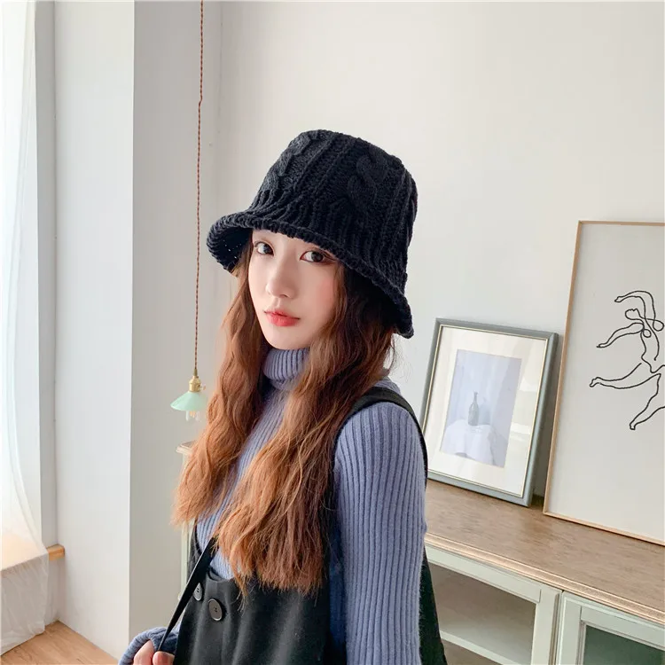 

Women Style Pure Colour Fisherman's Hat Adult Men Winter Crochet Hats Warm Baseball Cap High Quality Visor Caps