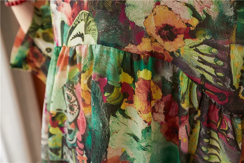 Oladivi de talla grande estampado de moda Blusa de gasa de mujer Primavera Verano 2021 nuevo 3/4 de manga suelta gran tamaño superior Tee grande túnicas