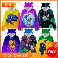 cute cat ear kids hoodie spike childrens wear game 3d swearshirt boys girls tops hoodie max shark hoodies clothes