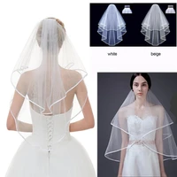 0 8m short section beautiful and generous two layer white or beige wedding party veil with comb fine gloves wedding accessories