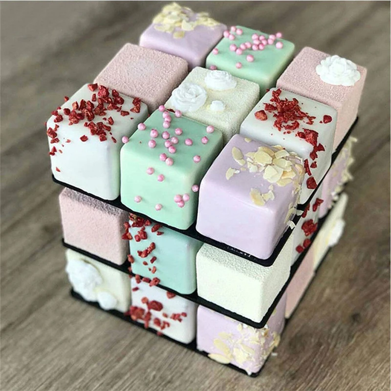 

Meibum 15 Cavity Silicone Cake Mold Rubik's Cube Shape Chocolate Mousse Dessert Mould Muffin Baking Tools Cake Decorating Molds