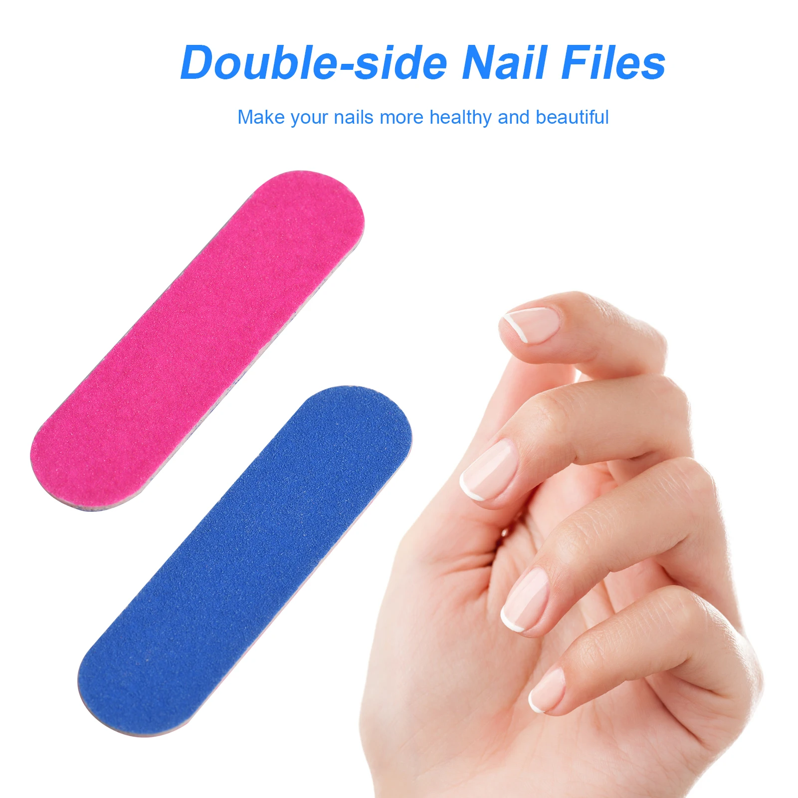 20Pcs Double-side Nail Files Mini Disposable Buffer DIY Sandpaper Tips Pink Blue Sanding Block Art Tools | Красота и здоровье