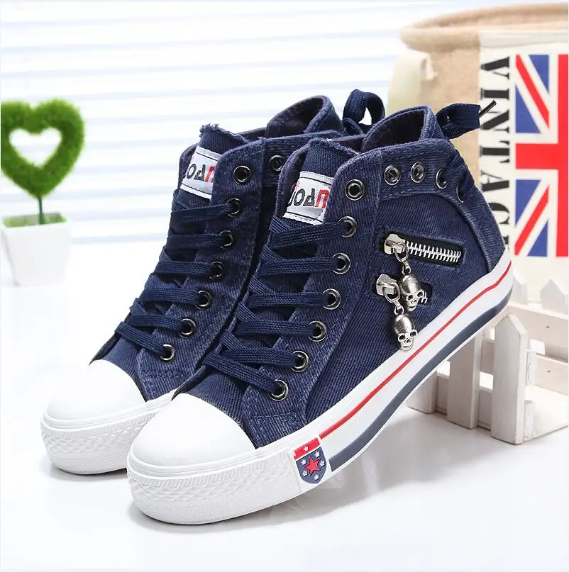 

Women Fashion Sneakers Denim Canvas Shoes Spring/Autumn Casual Shoes Trainers Walking Skateboard Lace-up Shoes Femmes