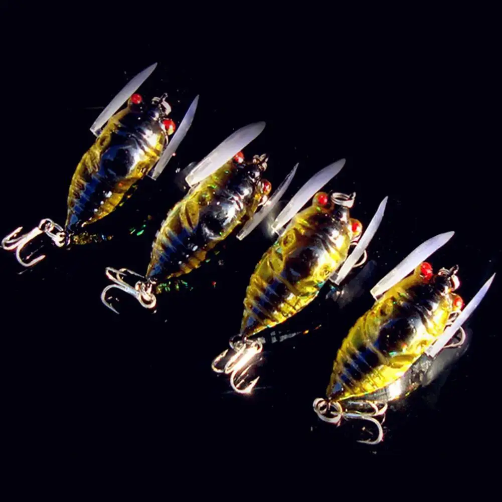 

Random Color 1 Pc 4-Color Insect Cicada Baits Fishing Tackle Minnow Insect Bass Fishing Fishing 4cm Simulation Lures Wobble N2L9