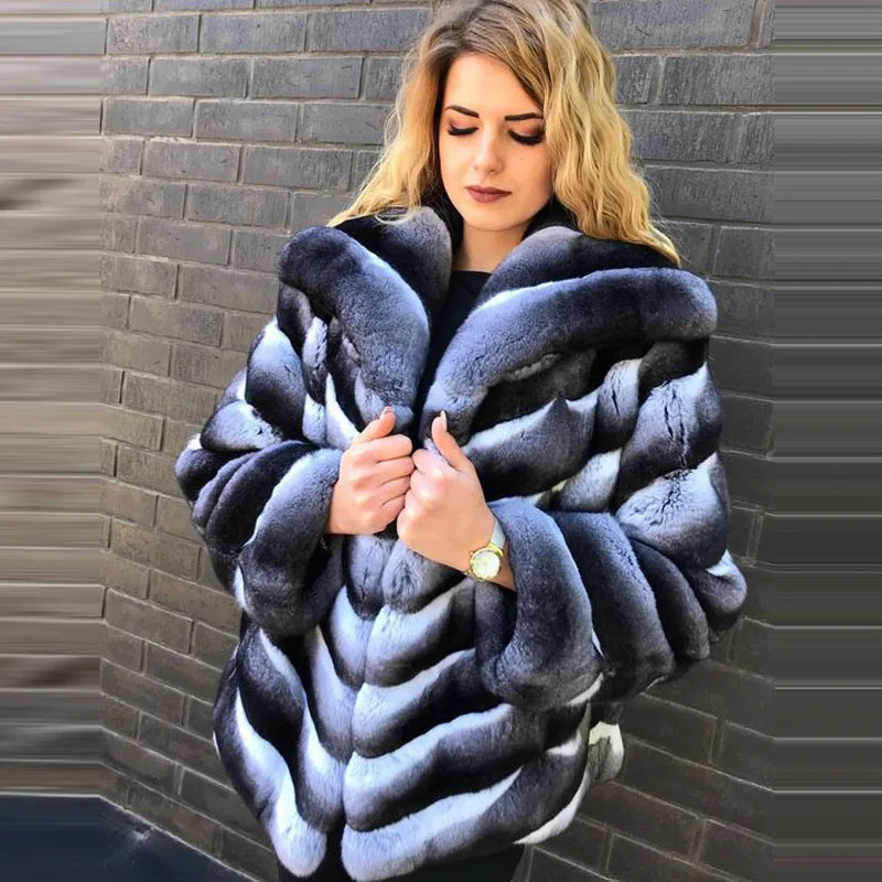 YZ Future Chinchilla, Женское зимнее пальто из кролика Рекс, пальто из натурального меха, куртка с меховым воротником, классический стиль, мода