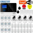 Умная Wi-Fi GSM система охранной сигнализации Tuya, работает с Alexa Home, с датчиком движения, датчиком дыма, двери, окна, IP-камерой