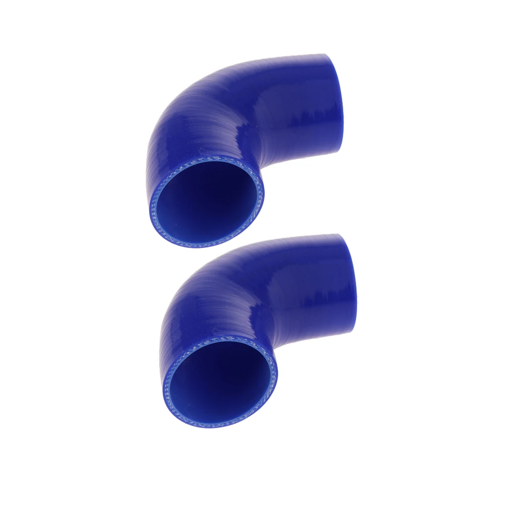 Set of 2 90 Degree 63mm Elbow Silicone Coupler Reducer Hose Intercooler Piping Blue | Автомобили и мотоциклы