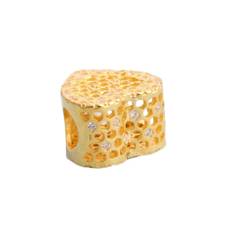 

Original 925 Sterling Silver Bead Golden Honeycomb Lace Beads Fit Pandora Women Bracelet & Necklace Diy Jewelry