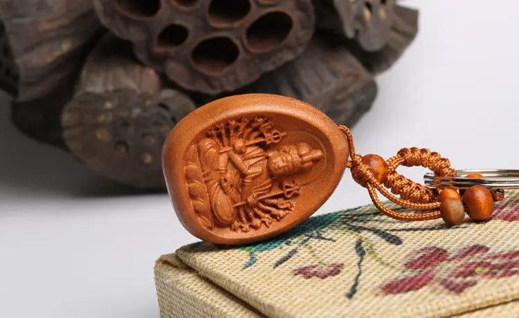 Tibetan Buddha Peach Wood Amulet Key Chains | Украшения и аксессуары
