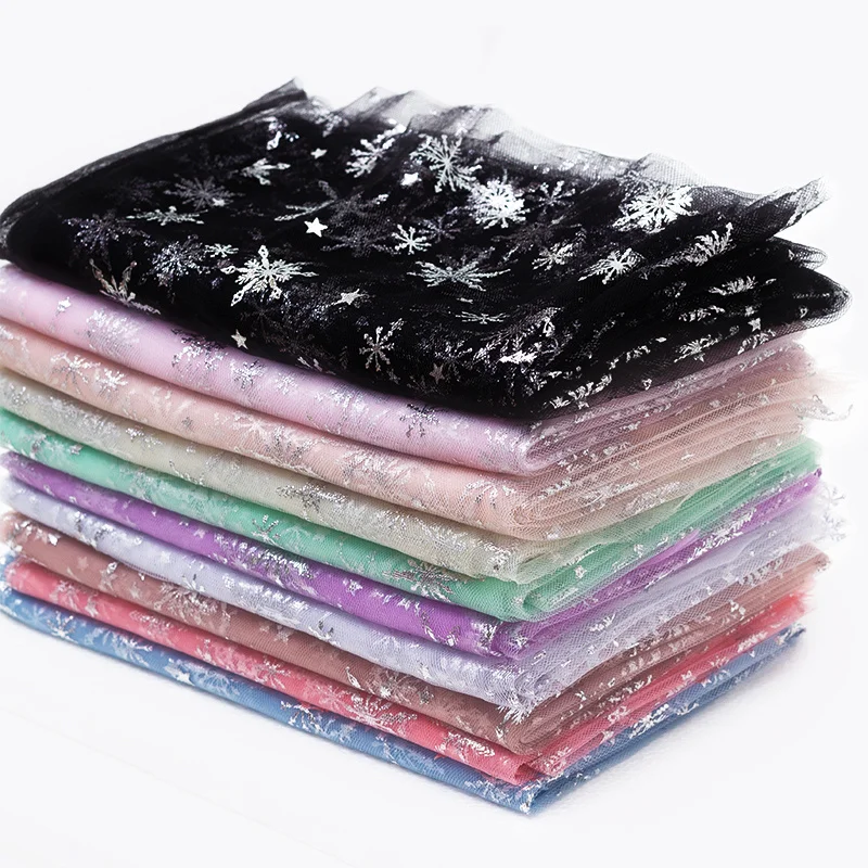 Серебряная Снежинка органза тюль сетчатая ткань платье принцессы свадебная