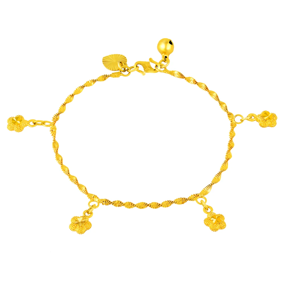

24K Real Gold Bracelet 5 Stars Pendant Bracelet Gold Plated for Women's Wedding Jewelry Gifts