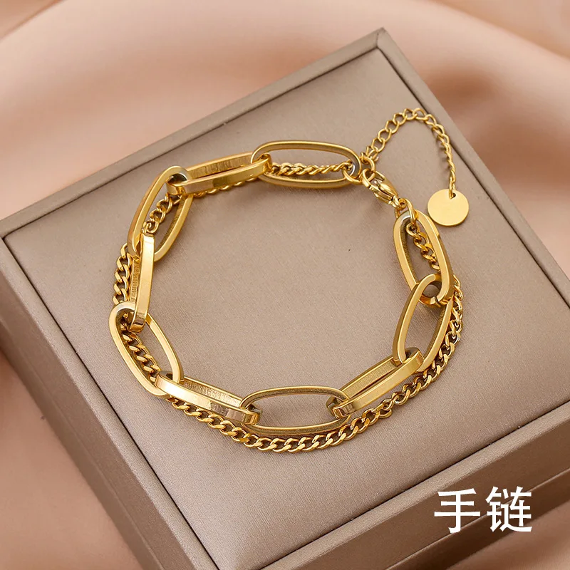 

Fashion Link Chain Stainless Steel Bangle Bracelet for Women Exquisite Gold Metal Bracelet Jewelry Girl Beach Gift брелок